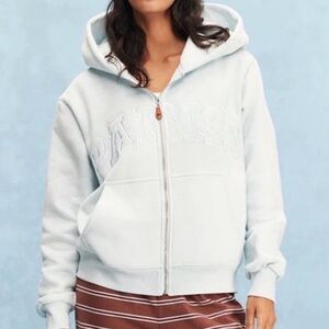 PARKE VARSITY  Blue Zip-Up Hoodie with Hood